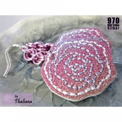 glitzerROSEN edle lange Ohrringe Rosenohrhänger