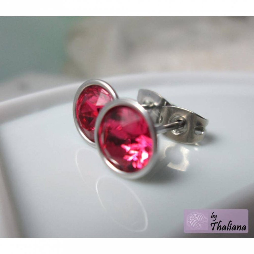 LEUCHTFEUER pinke Ohrstecker hochwertig KNALLIG! Bild 1