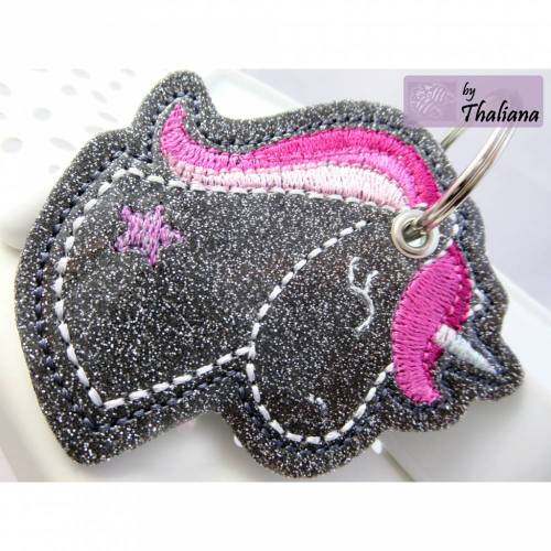 EINHORNglitzer pink Schlüsselanhänger Einhorn grau