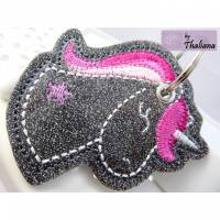 EINHORNglitzer pink Schlüsselanhänger Einhorn grau