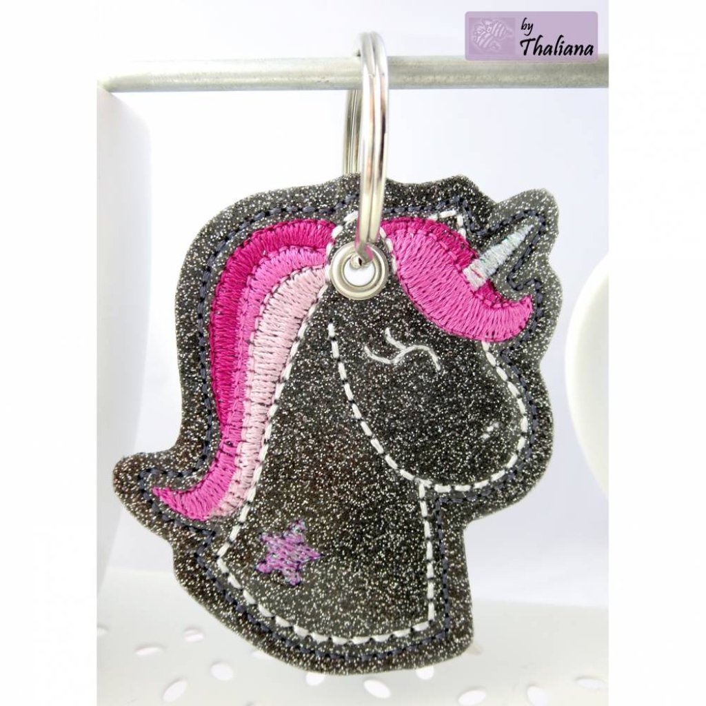 EINHORNglitzer pink Schlüsselanhänger Einhorn grau Bild 2