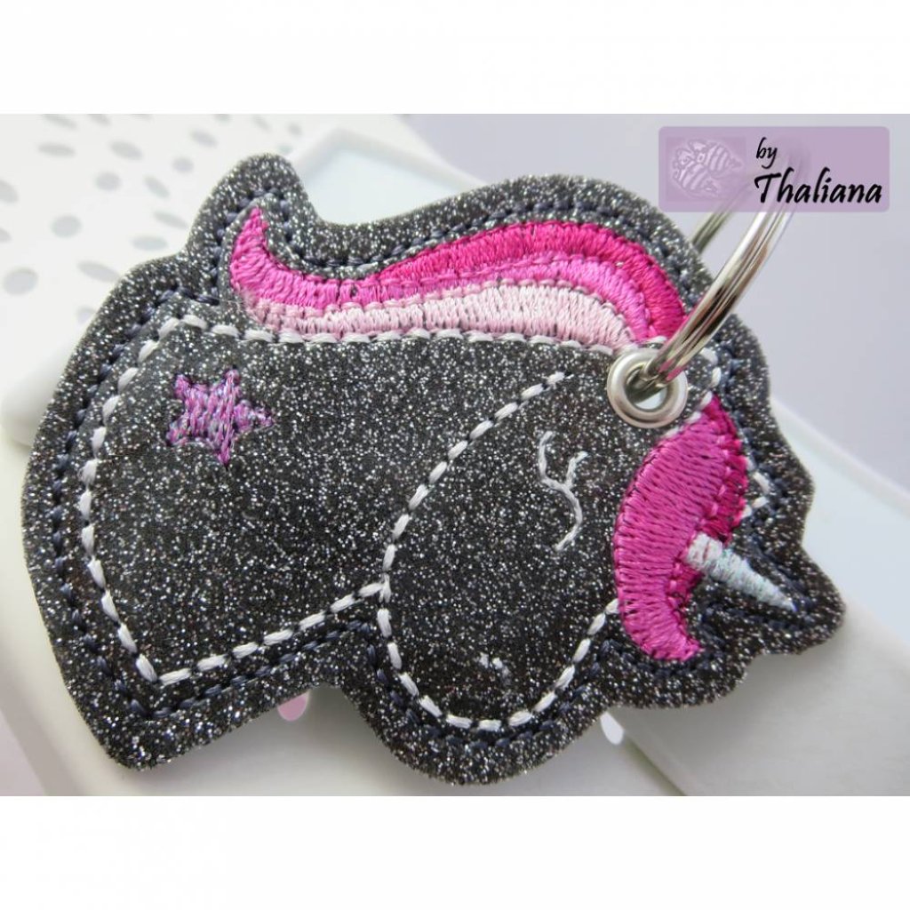 EINHORNglitzer pink Schlüsselanhänger Einhorn grau Bild 3