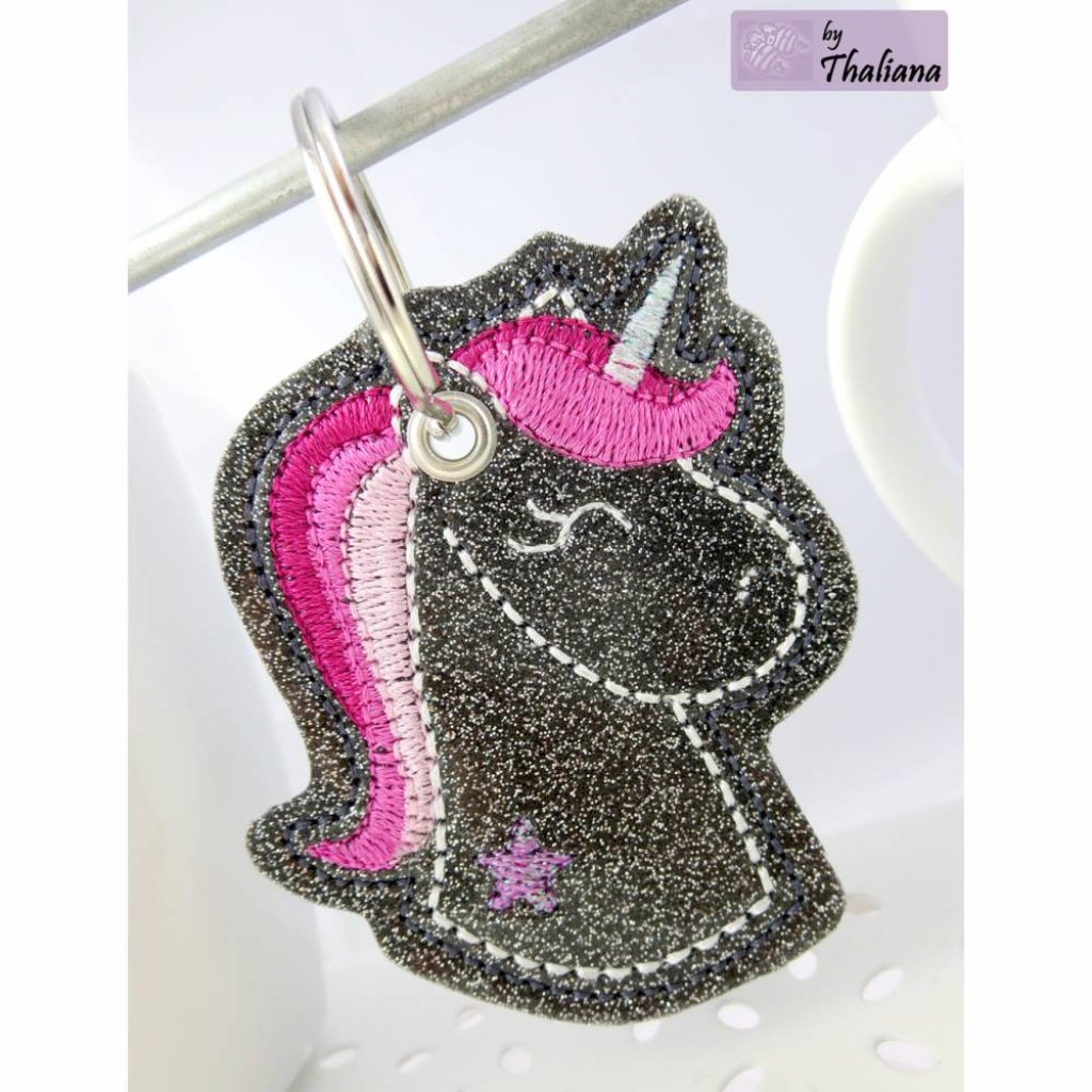EINHORNglitzer pink Schlüsselanhänger Einhorn grau Bild 4