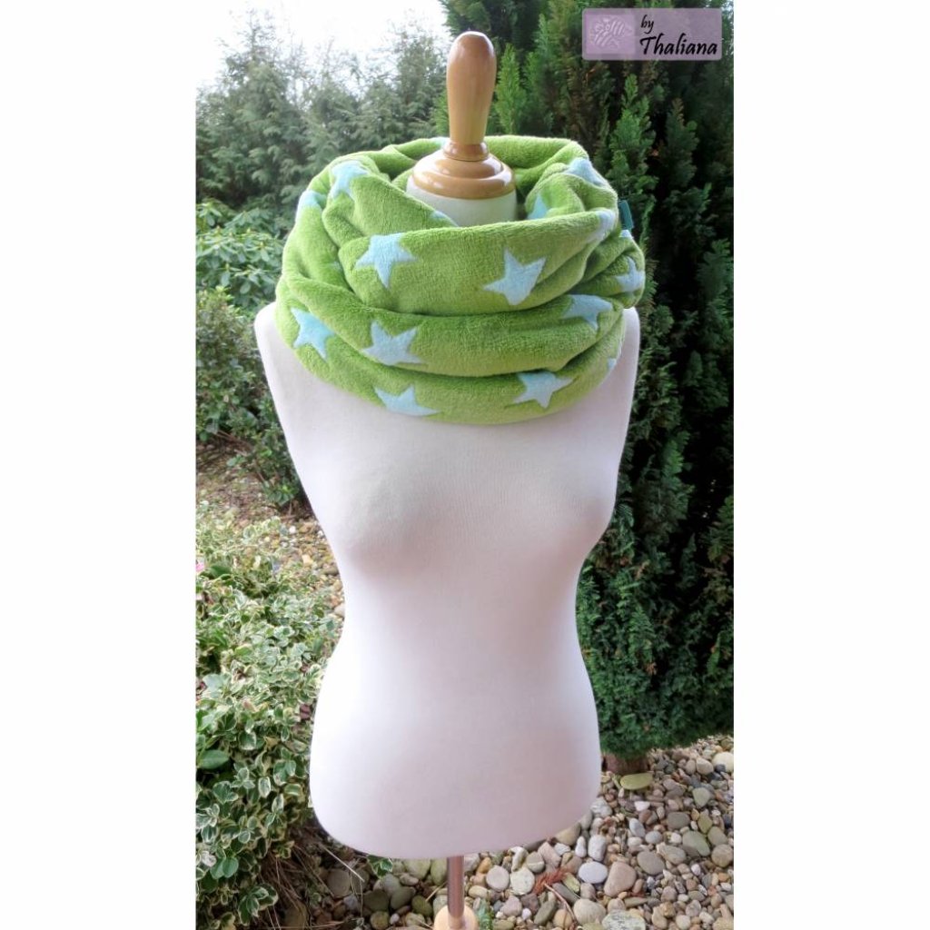 knallSTERNE grüner Loop Schal Sterne Loopschal Bild 3