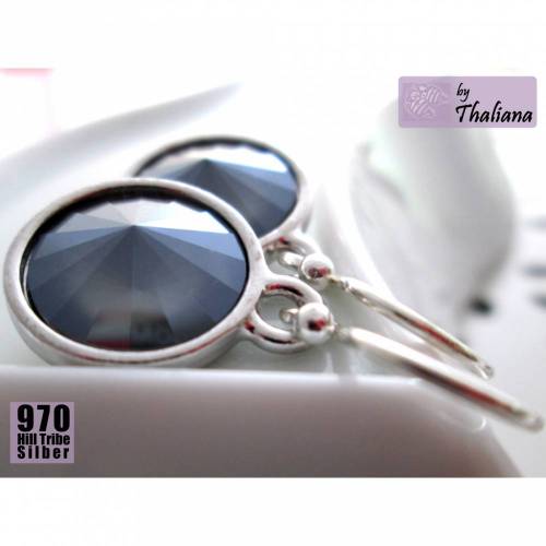 Ohrhänger KÜHLES GRAU graue Ohrringe aus Silber