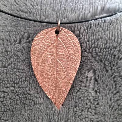 Anhänger Kupfer Wandelröschen Blatt mit Gliederkette