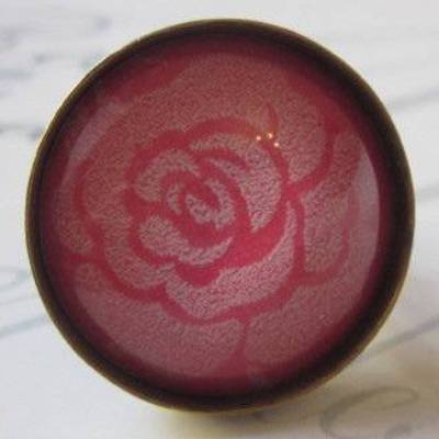 Cabochon Ring mit roter Rose "Carmen" bronzefarben verschnörkelt Antik Look Geschenkidee