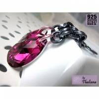 elegante DUNKELPENDEL pinke Ohrringe Echtsilber