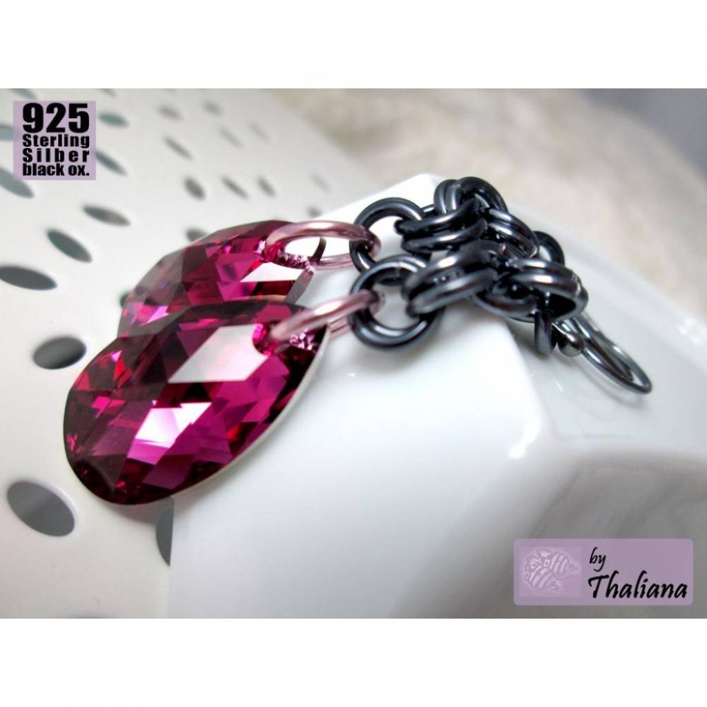 elegante DUNKELPENDEL pinke Ohrringe Echtsilber Bild 3