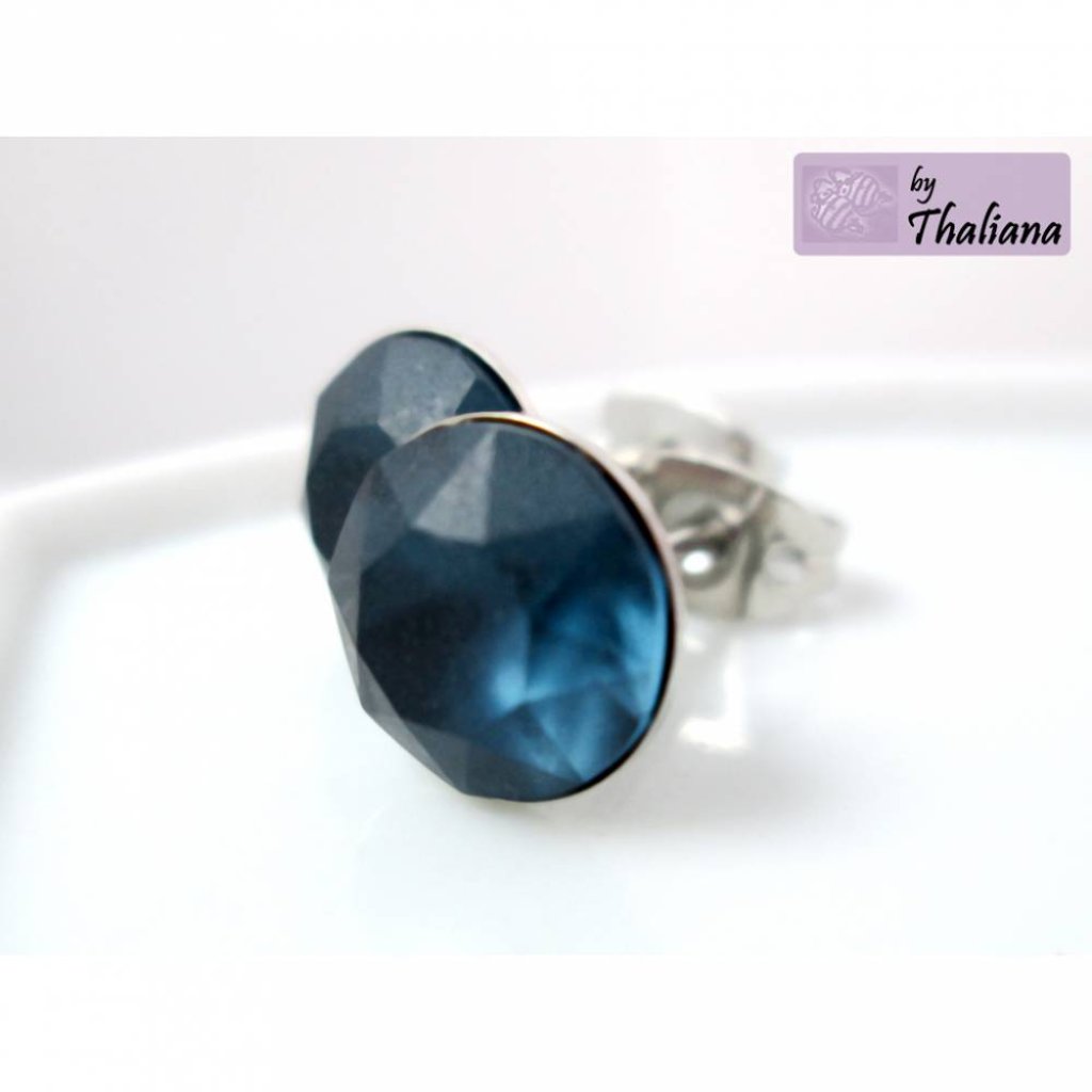 matt dunkelblaue Ohrstecker BLAU edle Ohrstecker Bild 1