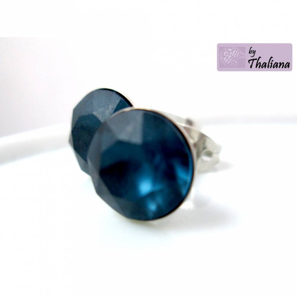 matt dunkelblaue Ohrstecker BLAU edle Ohrstecker Bild 2