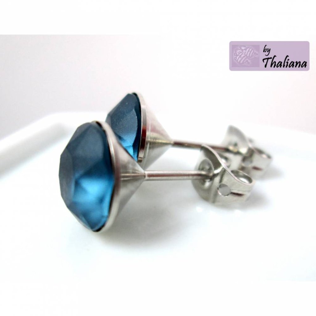 matt dunkelblaue Ohrstecker BLAU edle Ohrstecker Bild 3