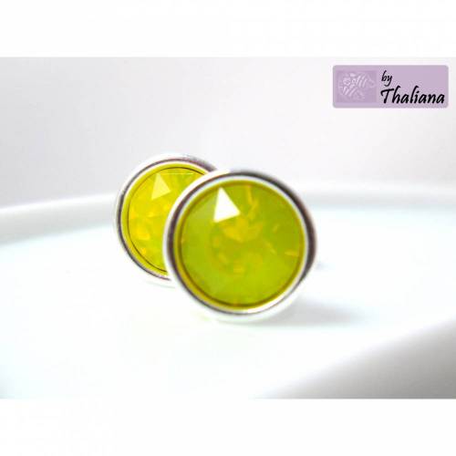 gelber OPAL Ohrstecker hochwertig leuchtend gelb