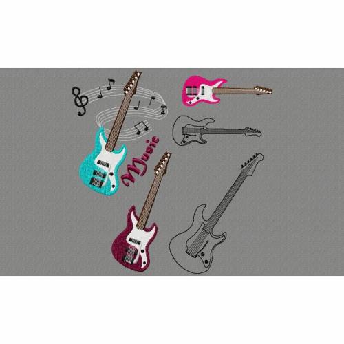 Stickdatei E-Gitarre Music Stickmuster Set1 Stickmusterdatei