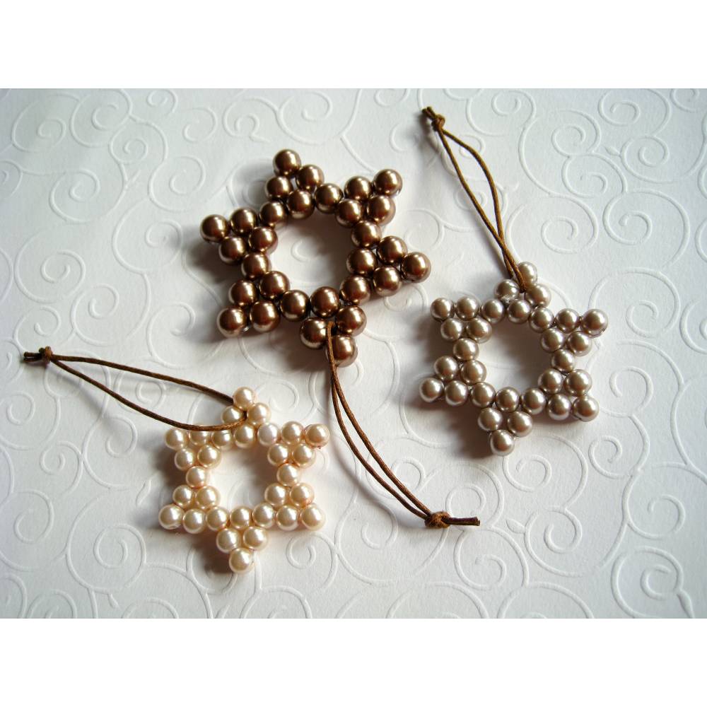 3 Weihnachtssterne aus Perlen Baumanhnger Tannenbaumschmuck