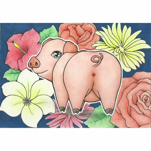 Lustige Postkarte „Freches Ferkel“ | Künstlerpostkarte