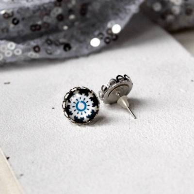 Ohrstecker Schneeflocke • Ohrringe | Cabochon Schmuck | Weihnachten