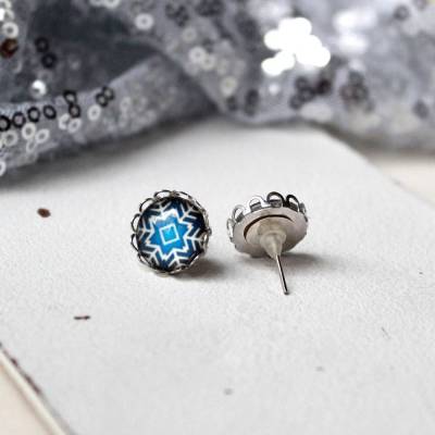 Ohrstecker Schneeflocke • Ohrringe | Cabochon Schmuck | Weihnachten