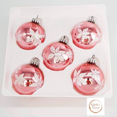5 Weihnachtskugeln, Glaskugeln, rosa Chistbaumkugeln, Baumschmuck, Dekoration, Weihnachten, Advent