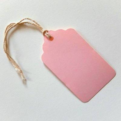 20 Geschenkanhänger rosa, rechteckig mit gewelltem Rand