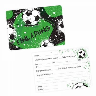 10 coole Einladungskarten Fussball grün schwarz inkl. 10 transparenten Briefumschlägen Kindergeburtstag Junge Te