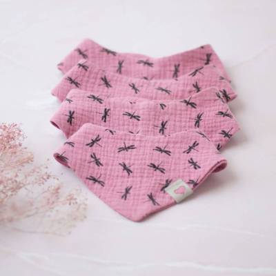 Halstuch für Babys Libellen, Dreieckstuch für Babys, Beere Farben, Weiches Babyhalstuch, Baby Geschenkideen