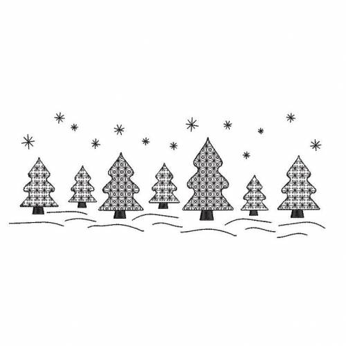 Stickdatei Redwork Winterwald SET 3 Größen