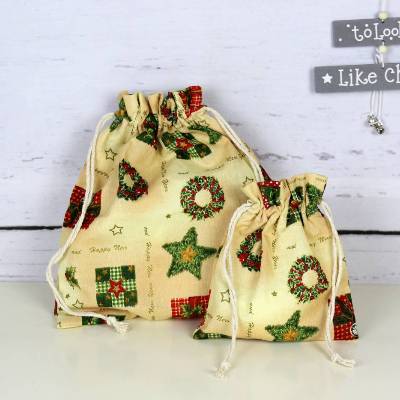 Geschenkbeutel für Weihnachten mit Weihnachtsmotiven ~ Nikolaussäckchen | Weihnachtssäckchen