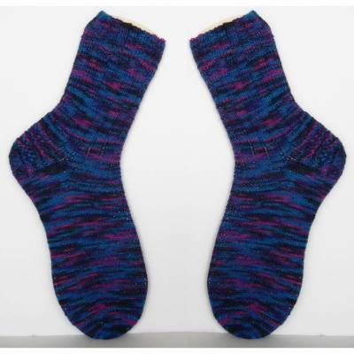 Handgestrickte Damensocken Gr.38/39 – Bunte Wollsocken in Blau, Lila, Petrol & Pink, Herrensocken dunkelblau
