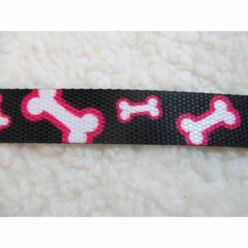  Gurtband Knochen schwarz-pink Breite 20 mm  ( 2,20 €/m)