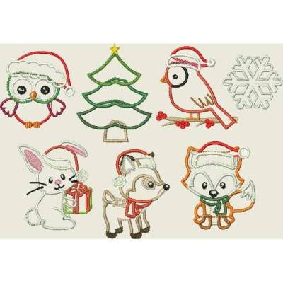Stickdatei Reh Fuchs Eule Weihnachten Applikation 13x18 Maschinenstickerei Set 220