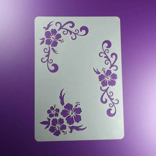 Schablone Hibiskus Ornament 3 Motive - BO06