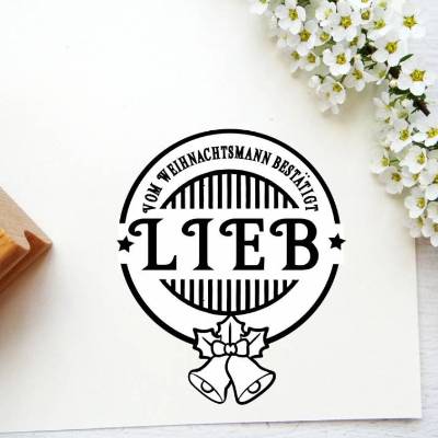 Stempel "Weihnachten" Du warst lieb für Etikett  oder Geschenke, Weihnachtsanhänger, Geschenkeanhänger oder Geschenkpapier