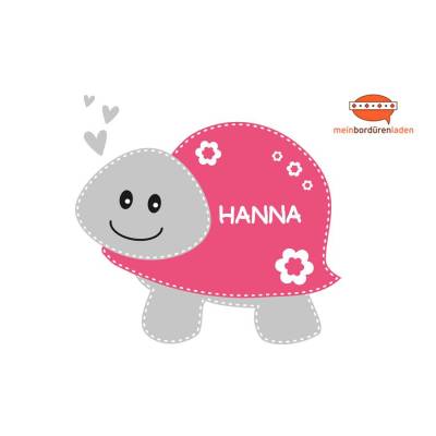 Wandtattoo: Schildkröte Blümchen - mit Name personalisierbar