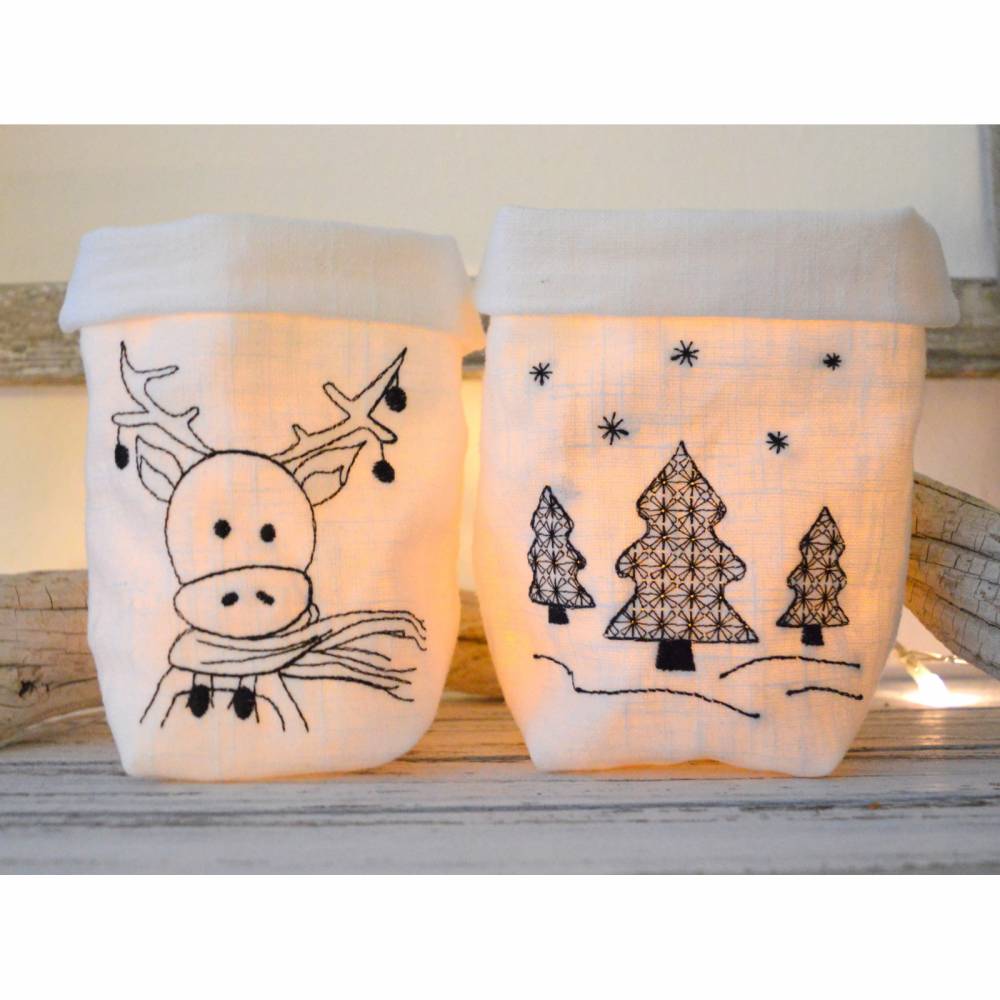 ITH Lichterbeutel Weihnachten SET 10x10cm und 13x18cm für ein LED Licht Bild 2