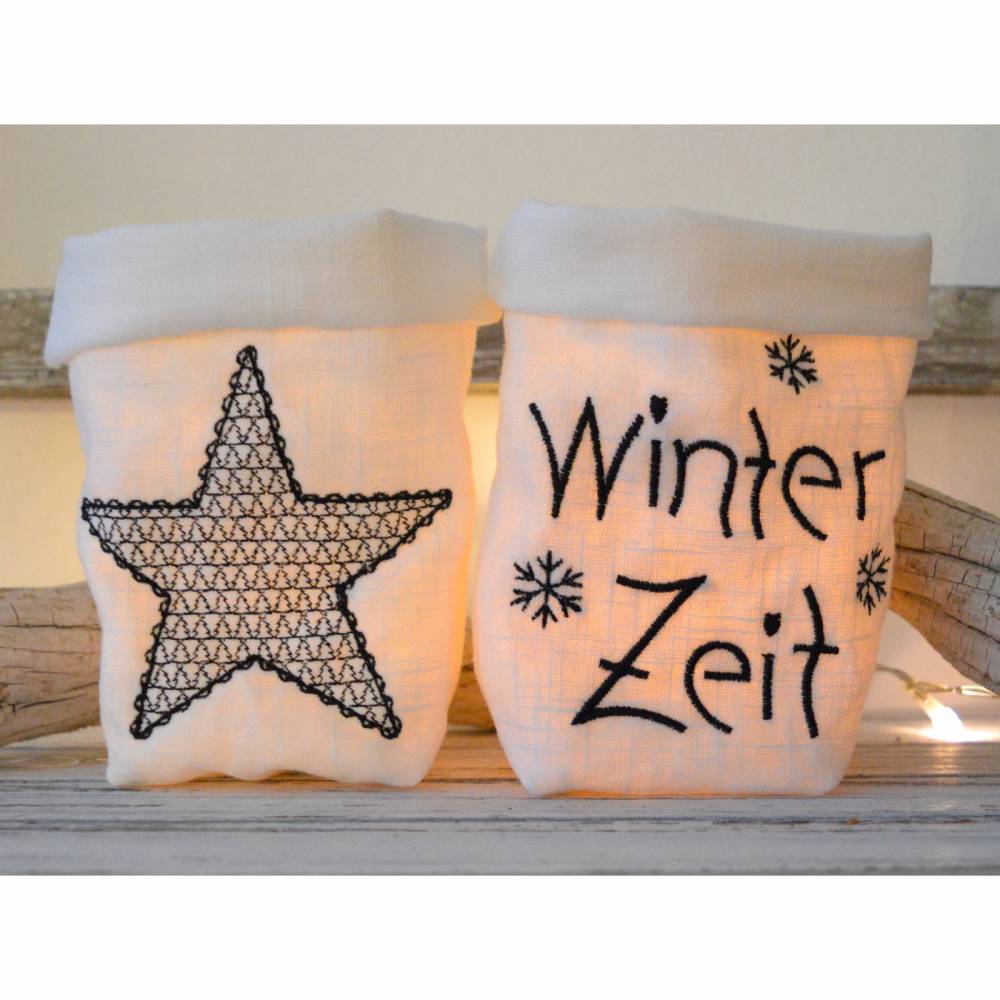 ITH Lichterbeutel Weihnachten SET 10x10cm und 13x18cm für ein LED Licht Bild 3