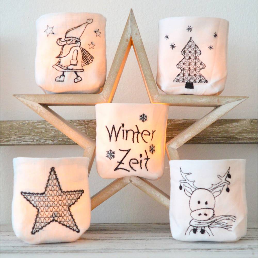 ITH Lichterbeutel Weihnachten SET 10x10cm und 13x18cm für ein LED Licht Bild 6