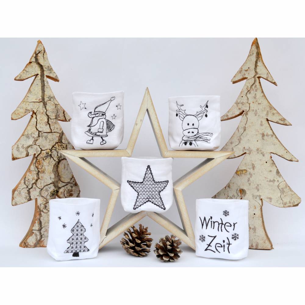 ITH Lichterbeutel Weihnachten SET 10x10cm und 13x18cm für ein LED Licht Bild 7