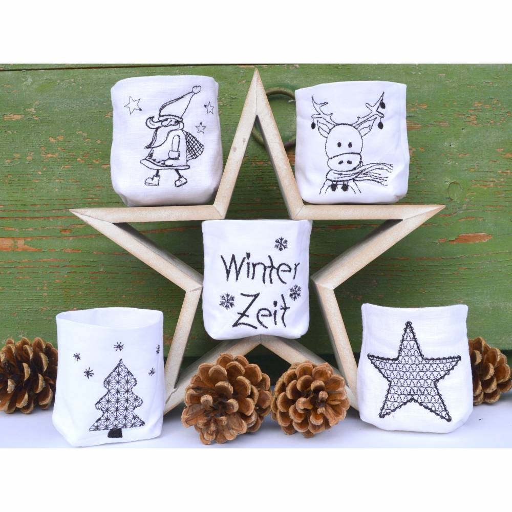 ITH Lichterbeutel Weihnachten SET 10x10cm und 13x18cm für ein LED Licht Bild 8