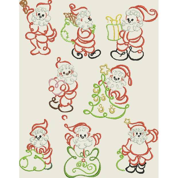 Stickdatei Weihnachten Outline Weihnachtsmann Set 407 13x18 Bild 1