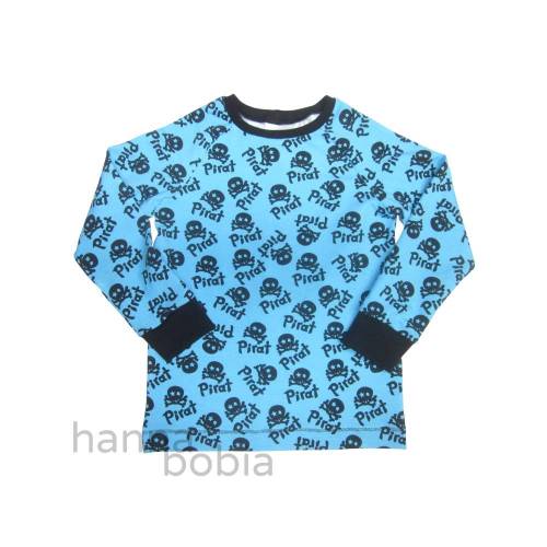 Langarm-Raglanshirt, Größe 116, Pirat blau-türkis