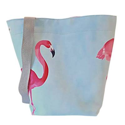 Handarbeitstasche, Projekttasche, Strandtasche mit Flamingos