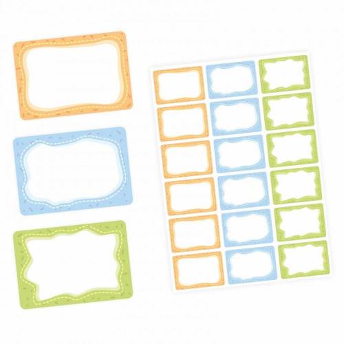 72 Blanko Etiketten bunt orange blau grün - 64 x 45 mm - Universaletiketten Haushaltsetiketten Sticker Aufkleber