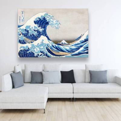 Leinwand Japanische Kunst - The great Wave - gewaltiges Meer - Wandbild -  Bilder für Wohnzimmer Schlafzimmer -  Asien Holzschnitt, abstrakt