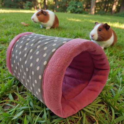 Kuschelrolle für Meerschweinchen, grau mit Polkadots