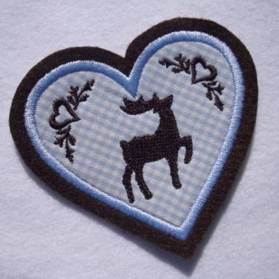 ﻿﻿ Applikation  Aufnäher  Herz  Hirsch