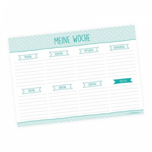 Wochenplaner mint - A5 Block 50 Blatt Papier Notizblock Wochenkalender Planer Schreibtisch Organisieren Punkte