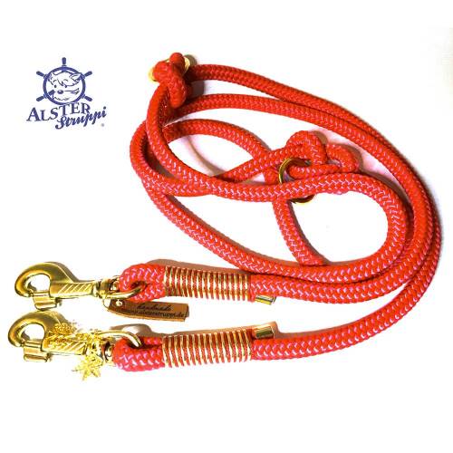 Hundeleine verstellbar rot gold sehr edel ab 44,- €