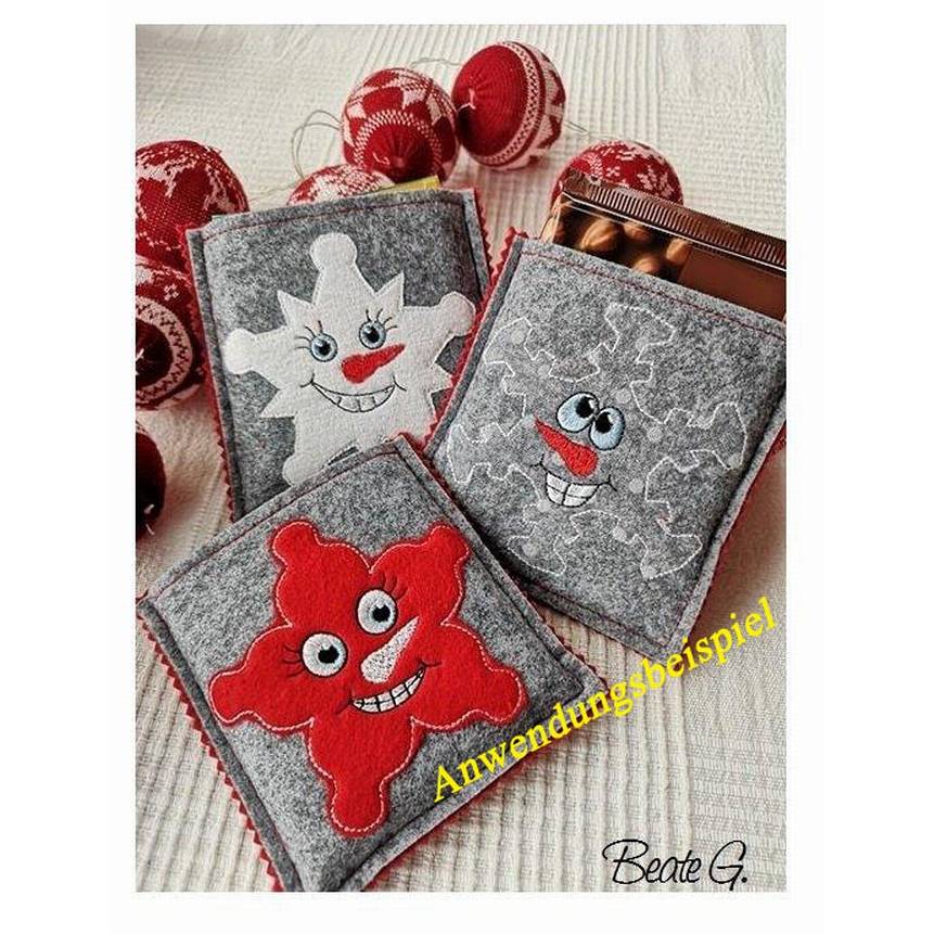 * Super Weihnachtsdeko, 3 x ITH Schneeflocken *  ITH Anhänger, Stickdatei, 10 x 10 cm Bild 2