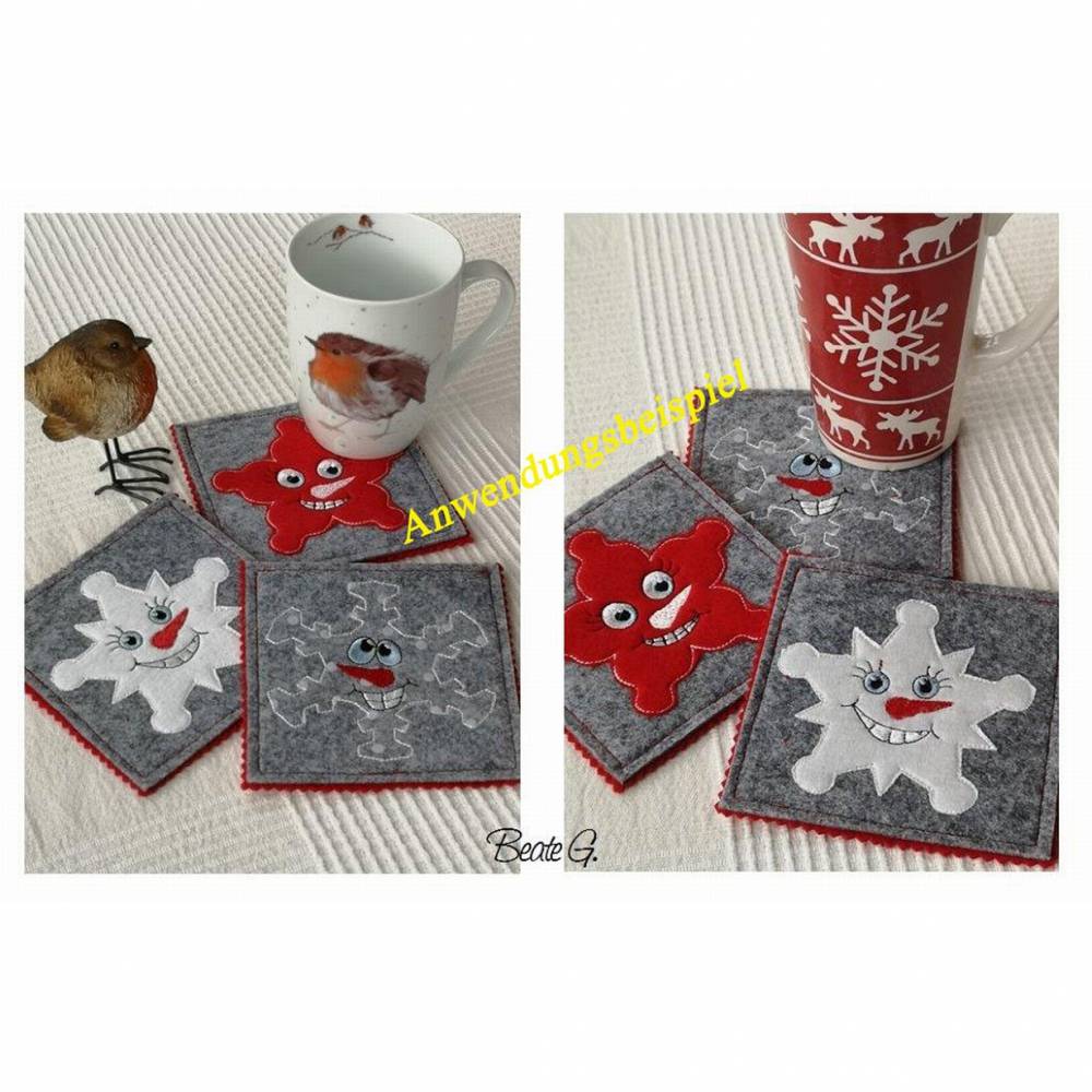 * Super Weihnachtsdeko, 3 x ITH Schneeflocken *  ITH Anhänger, Stickdatei, 10 x 10 cm Bild 3